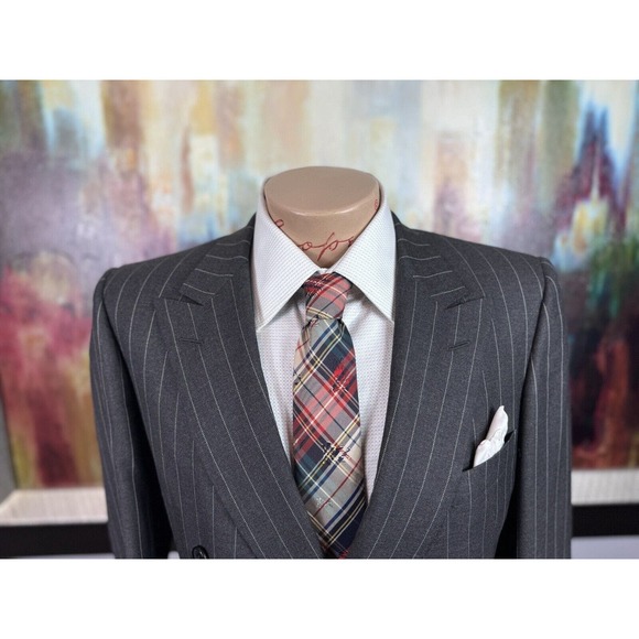 40R Mens Gieves & Hawkes Gray Pinstripe Suit - Pants 36/29 - Picture 3 of 16